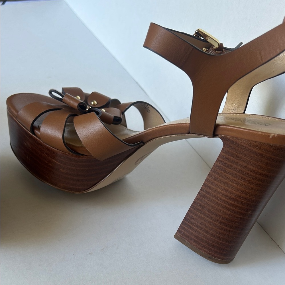 Michael Kors brown Platform Sandals with Floral Accent - Picture 8 of 9